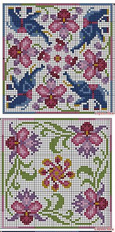 Cross-stitch Biscornu Set ... no color chart available, just use pattern chart as your color guide.. or choose your own colors...   "" -    "" -  : 