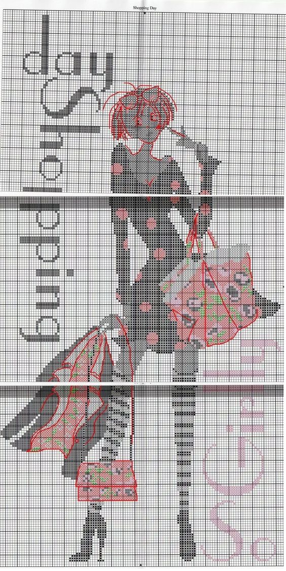 0 point de croix femme girl day shopping - cross stitch 2: 