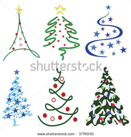 stock vector : Christmas Tree Design Set  Six tree designs in set: 