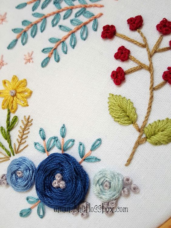 Floral Woven Wheels Embroidery Pattern Pack by Theflossbox on Etsy: 