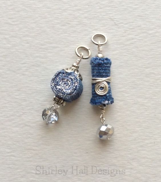 Created for 2015 "Denim & Crystal" Charm Swap by Shirley Hall: 