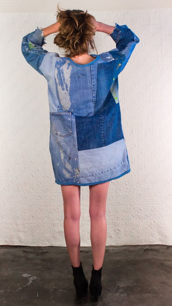 SilkDenim Sarah's Dress Made from 100 Recycled Denim by SilkDenim: 