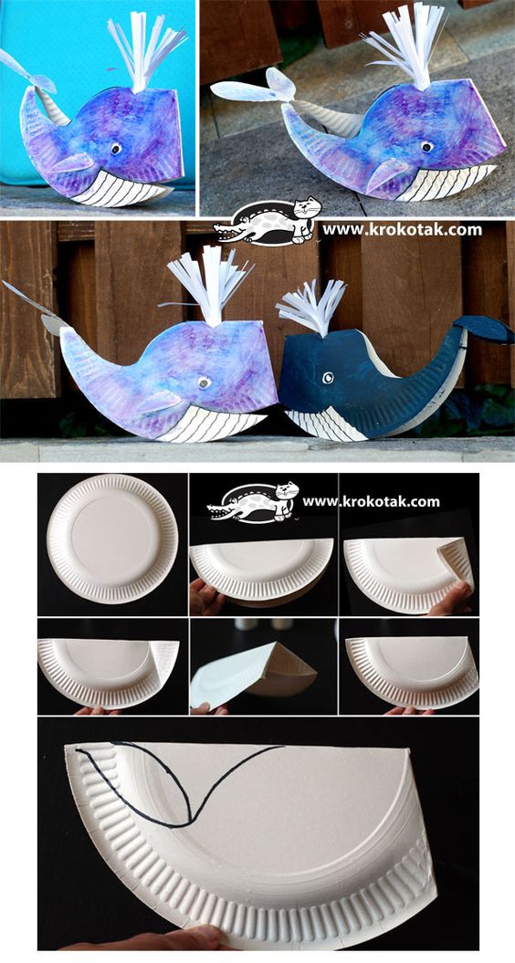 A paper plate whale craft for kids. #kidscraft #preschool #whale: 