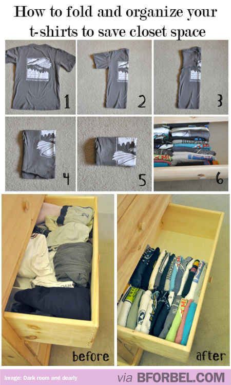 File your clothes to save space. | 36 Life Hacks Every College Student Should Know: 