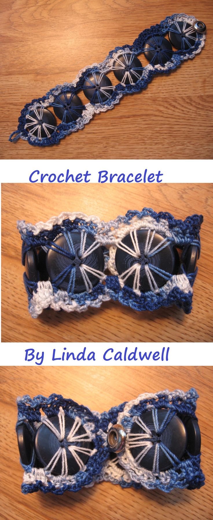 Free Crochet button bracelet Pattern: 