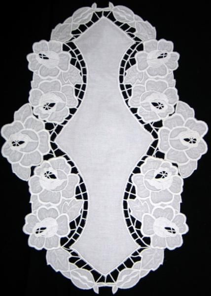 Advanced Embroidery Designs - Rose Cutwork Lace Doily.