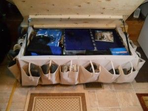 This blog has some AMAZING ideas for maximizing the space in your RV including this one for organizing shoes!: 
