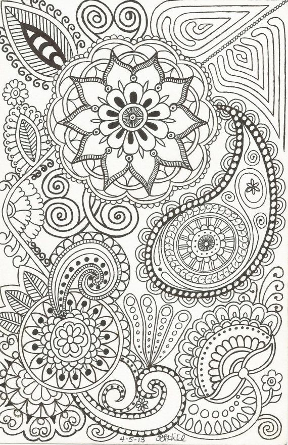 Henna-Inspired Doodle (by Patricia Hill) of Paisleys, Flowers, Swirls and Such on Etsy, $1.50: 