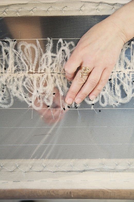 Haute Couture - fine feather embroidery in the making - fashion atelier; fashion design behind the scenes // Lesage: 