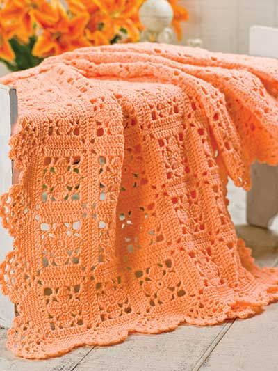 Lacy Squares With Scallop Edging Crochet Pattern Download from e-PatternsCentral... -- A beautiful edging of lacy scallops turns these simple floral granny squares into a work of art!: 