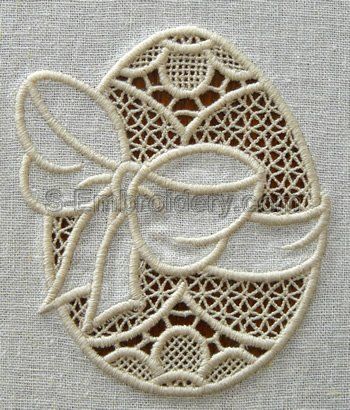 Easter egg cutwork lace embroidery design