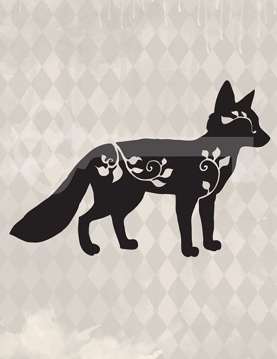 filigree fox silhouette original illustration by TanglesGraphics, $1.00: 