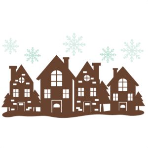 Christmas House Border Silhouette SVG: 