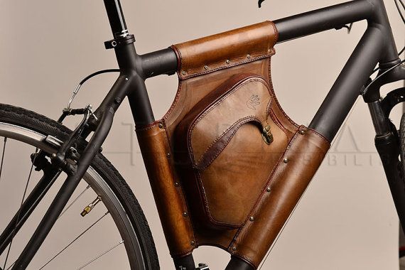 Most stylish frame bag I've seen so far:  Handmade Leather Bicycle Bag by StudioImpossibilis on Etsy, 220.00: 