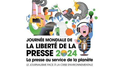 Affiche pour la Journée mondiale de la liberté de la presse 2024.