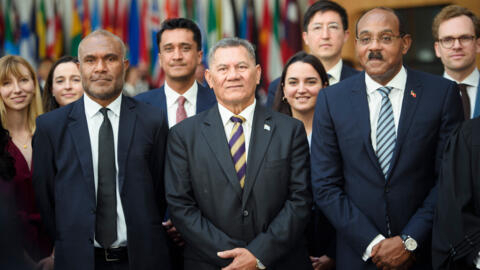 Gaston Browne, Prime Minister of Antigua and Barbuda, Arnold Loughman, Attorney General of Vanuatu, and Kausea Natano, Prime Minister of Tuvalu,