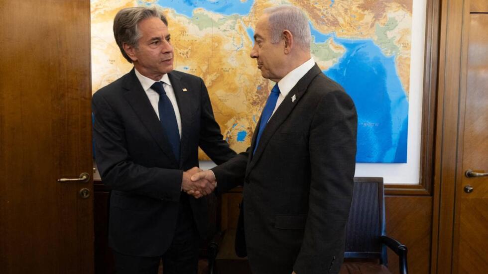 Le secrétaire d'État américain, Antony Blinken, et le Premier ministre israélien, Benjamin Netanyahu.