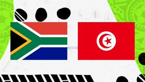 Drapeaux de l'Afrique du Sud et de la Tunisie.