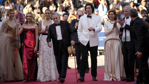 Francis Ford Coppola and his cast attend the red carpet premiere of "Megalopolis" at the Cannes Film Festival on May 16, 2024.
