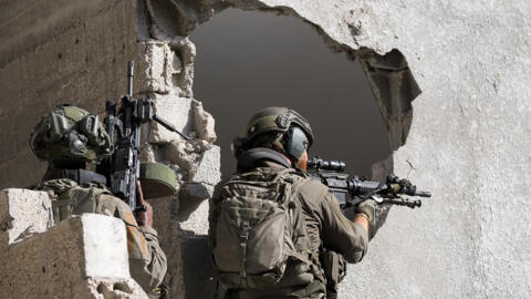 Israeli soldiers are seen during military operations in the Gaza Strip.