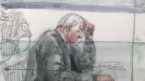 This court sketch made on September 11, 2024 shows Dominique Pelicot in court before being excused from the hearing, for the third consecutive day, to be transported for medical examinations.