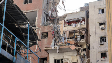 Un bâtiment touché par une frappe militaire israélienne dans la banlieue sud de Beyrouth, le 31 juillet 2024.