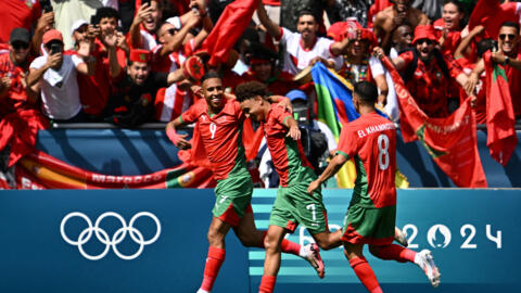 Le Maroc a remporté son premier match des Jeux olympiques face à l'Argentine (2-1), au stade Geoffroy-Guichard à Saint-Etienne, le 24 juillet 2024.