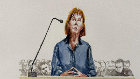 A court sketch of Gisele Pelicot taken at a courthouse in Avignon, France on September 18, 2024.