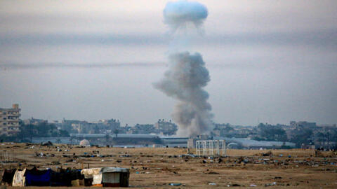 Smoke billows after a bombardment in Rafah, in the southern Gaza Strip, on May 31, 2024.