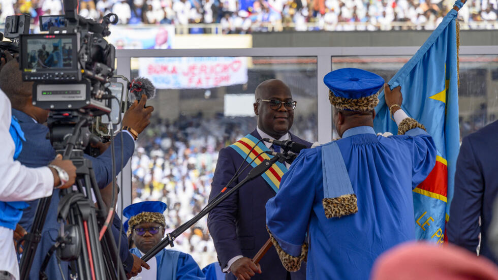 Democratic Republic of Congo (DRC) President Felix Tshisekedi listens to the speech of the judges of the Constitutional Court during his swearing-in Ceremony in Kinshasa, on January 20, 2024. 