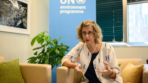 المديرة التنفيذية لبرنامج الأمم المتحدة للبيئة إنغر أندرسن في مقابلة مع وكالة الأنباء الفرنسية في نيويورك في 21 أيلول/سبتمبر 2023