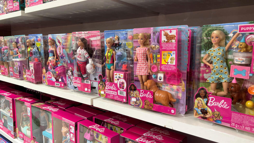 Barbie toys are on display for sale at a toy store in Beirut, Lebanon, August 10, 2023.