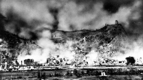 Allied bombing raids on German positions at Monte Cassino in February 1944.