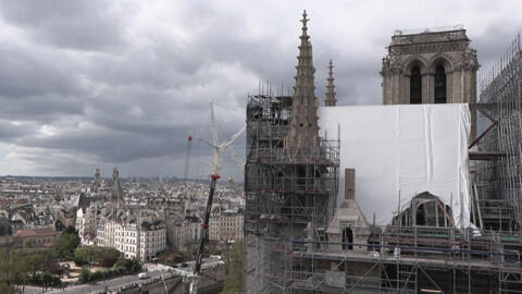 La cathédrale Notre-Dame-de-Paris, ici le 11 avril 2024, est encore en cours de restauration et doit être rouverte en décembre 2024.