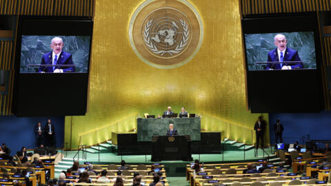 Le Premier ministre israélien Benjamin Netanyahu s'exprime lors de la 79e session de l'Assemblée générale des Nations unies au siège des Nations unies à New York, le 27 septembre 2024.