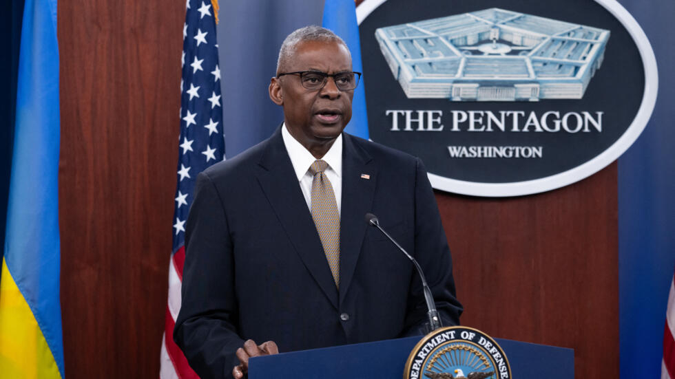 US Defense Minister Lloyd Austin speaks during a press conference announcing $6 billion in new military aid for Ukraine at the Pentagon in Washington, DC, on April 26, 2024.