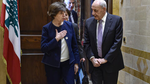 وزيرة الخارجية الفرنسية كاترين كولونا تلتقي برئيس مجلس النواب اللبناني نبيه بري ببيروت في 18 كانون الأول/ديسمبر.