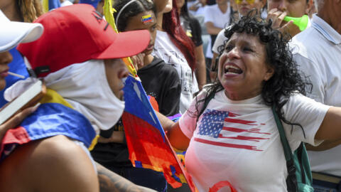 Protesters demonstrate against the official election results declaring President Nicolas Maduro's reelection in Valencia, Venezuela, on July 30, 2024, two days after the vote.