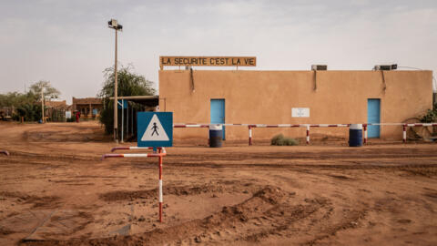 A general view of a sign that says "safety is life" at the entrance of the Cominak mine near Arlit, Niger on March 8, 2023.