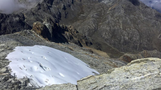 Une vue du glacier de la Corona, dans le parc national Sierra Nevada de Mérida, dans l'État de Mérida, dans la cordillère des Andes, au Venezuela.