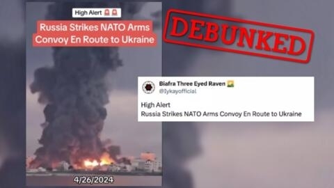 Social media accounts were wrong when they claimed that this video they shared on April 26, 2024 shows the consequences of a Russian air strike on a NATO convoy. This video was taken out of context.