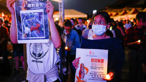 2024年6月4日：台湾台北参加六四35周年纪念活动的年轻人。