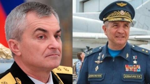 Командующий Черноморским флотом Виктор Соколов и командующий дальней авиацией ВКС РФ Сергея Кобылаша.