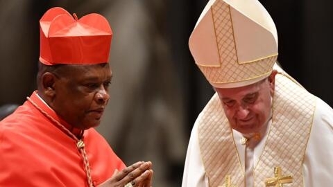 Le cardinal Fridolin Ambongo et le pape François le 5 octobre 2019.