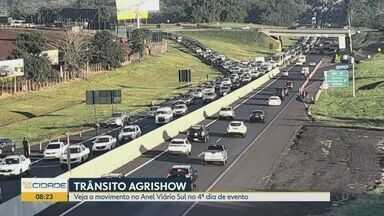Agrishow: veja o movimento no Anel Viário Sul no 4° dia de evento - Alguns trechos da Avenida Antônio Duarte Nogueira têm trânsito mais lento.