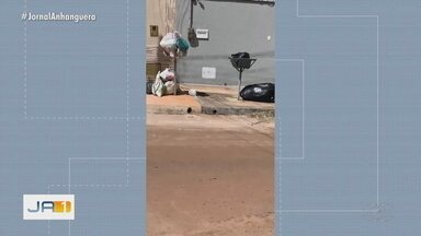 Bairros estão há 15 dias sem coleta de lixo, em Goiânia - No setor Jaó os moradores reclamam que o lixo está acumulado há 15 dias.