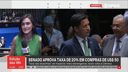 Senado aprova taxação de compras internacionais de até US$ 50 - Programa: Jornal GloboNews edição das 18h 