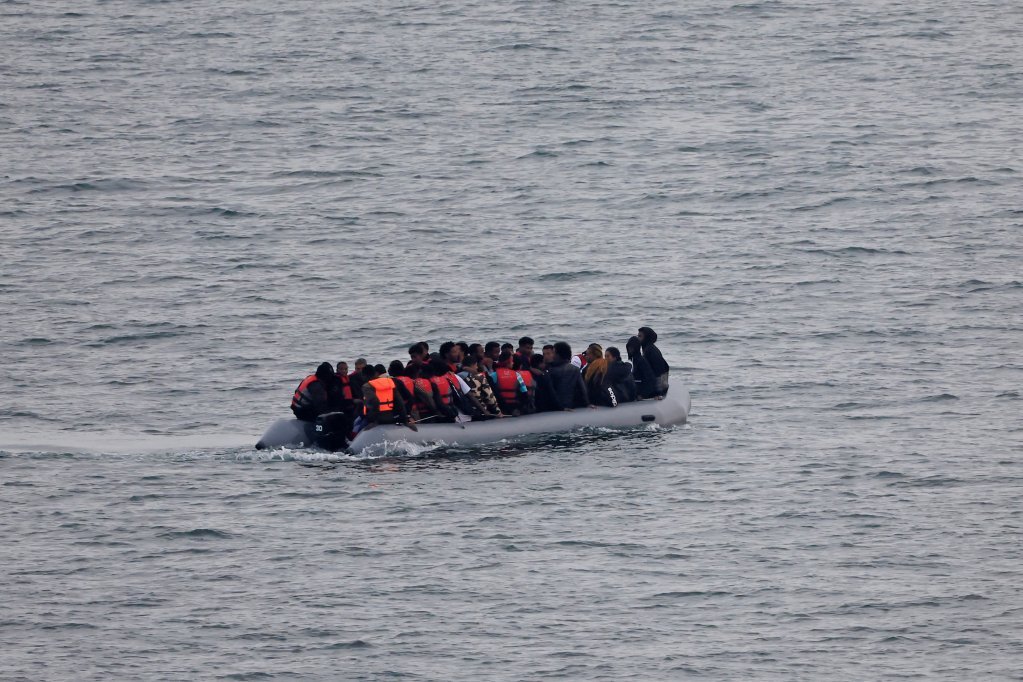 File photo: Migrants on a rubber boat in the English Channel, near Boulogne-sur-Mer, October 2, 2023 | Photo: Reuters