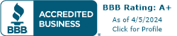 ACCREDITED BUSINESS. BBB Rating A+ As of 09/24/2024. Click for profile