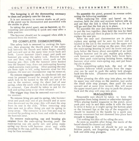 The Commercial Colt Caliber .45 Government Model Manual - Page 7